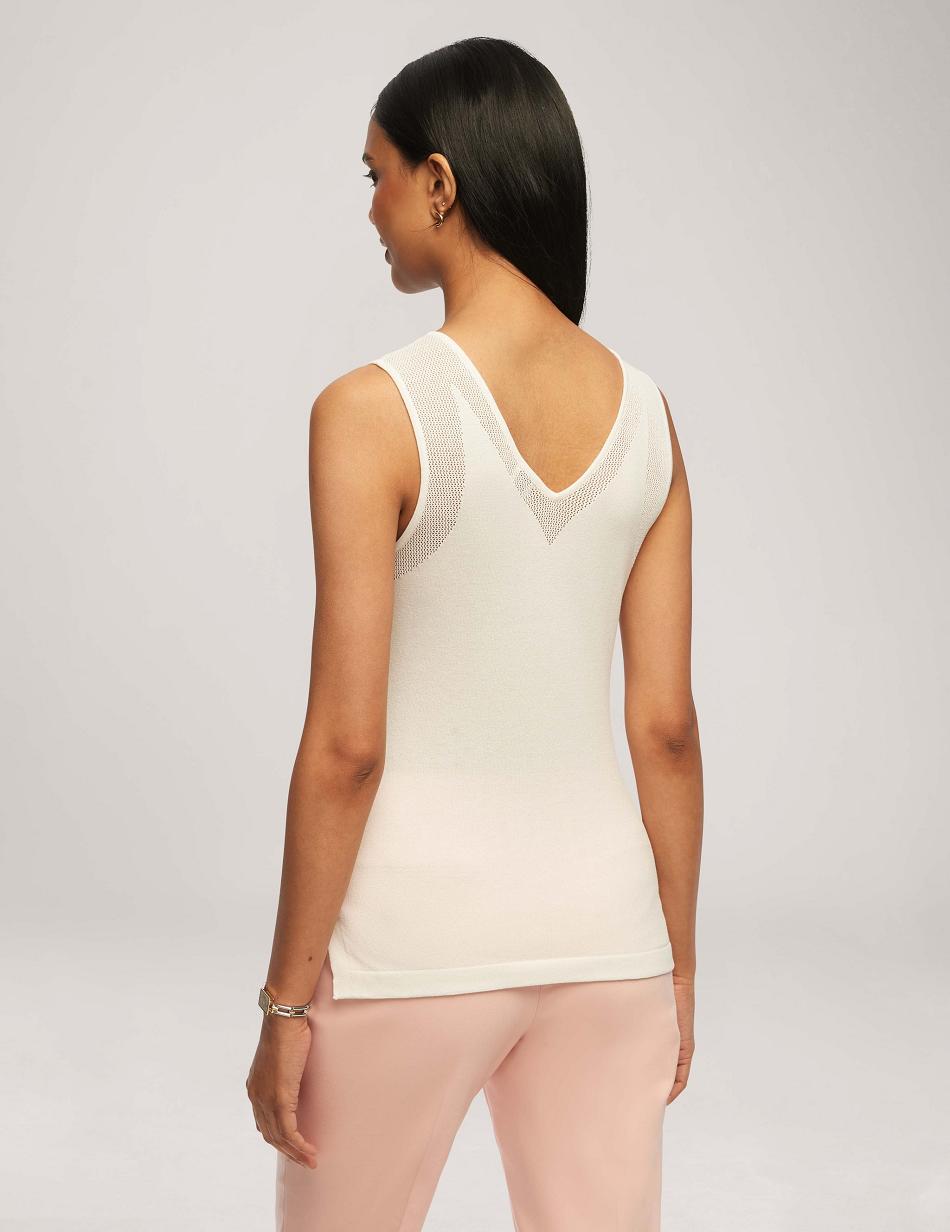 Hauts Anne Klein V Neck Mesh Tank Top   | REK-7089447